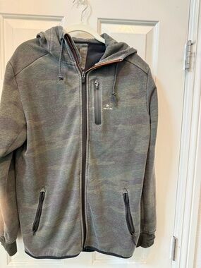 Rip Curl Black Heather Hoodie with Orange Accents